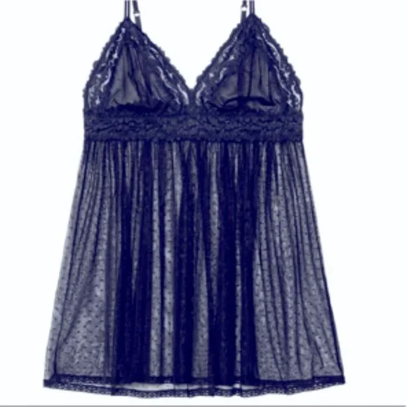 Savage X Fenty NWT Black Lace Trim Sheer Babydoll Nightie 1X New - Picture 9 of 9